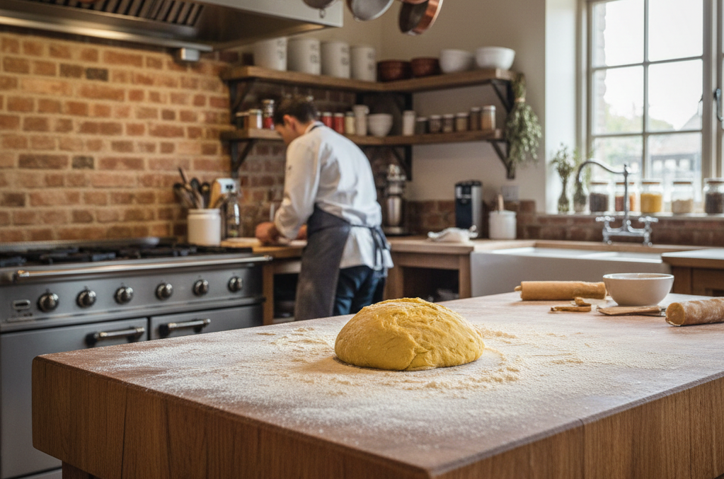 Frisch hergestellter Nudelteig aus Hartweizengrieß und Ei, handwerklich zubereitet von einem Profi-Koch bei Chefs United
